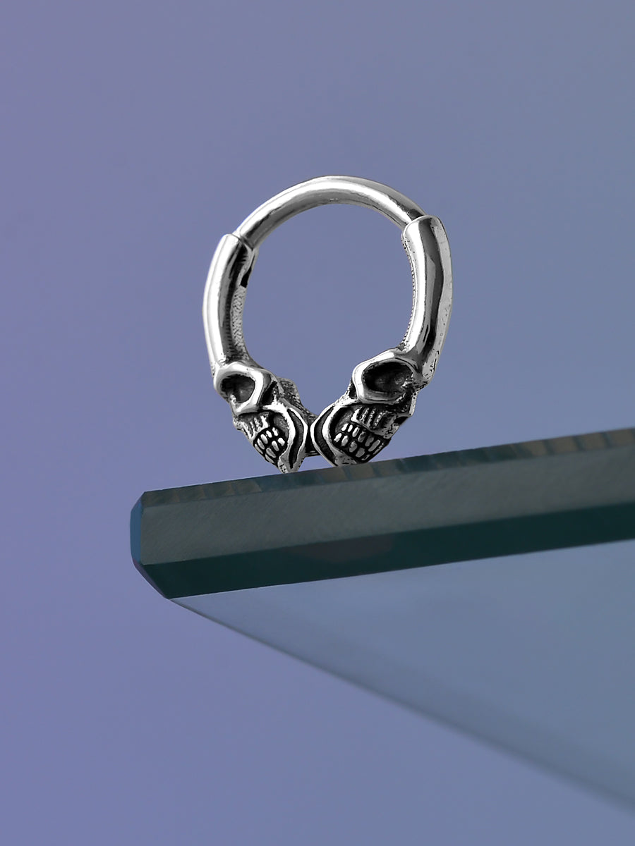 Sterling Silver Two Skulls Septum Nose Ring