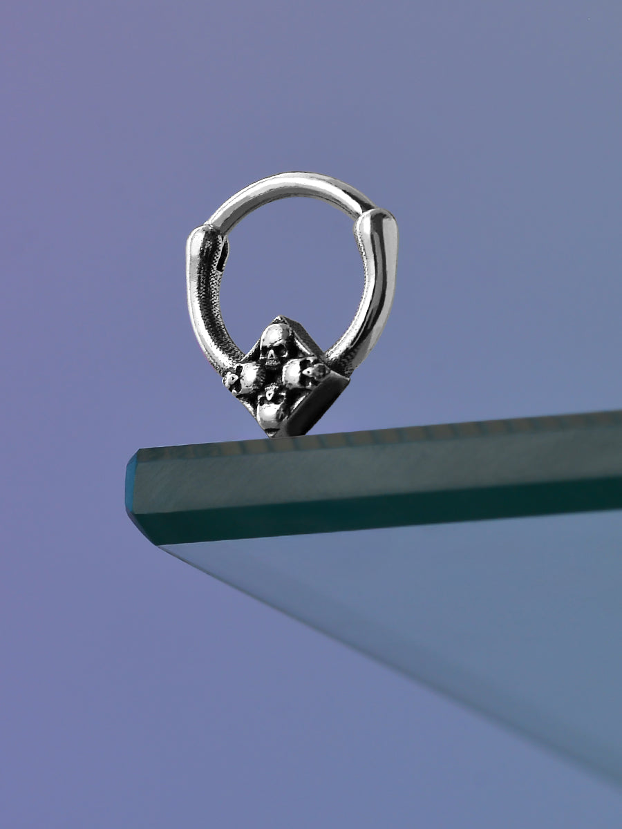 Four Skulls Sterling Silver Septum Nose Ring