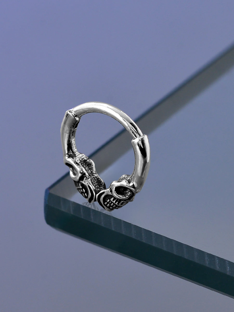 Sterling Silver Two Skulls Septum Nose Ring