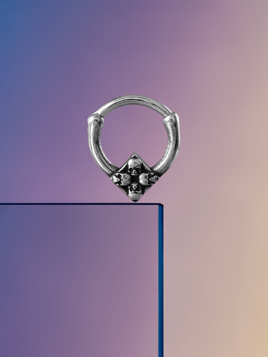 Four Skulls Sterling Silver Septum Nose Ring