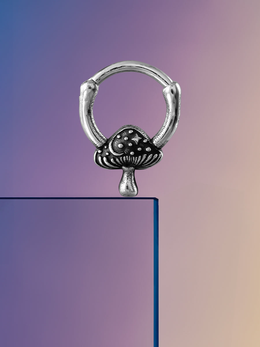 Mushroom Sterling Silver Septum Nose Ring