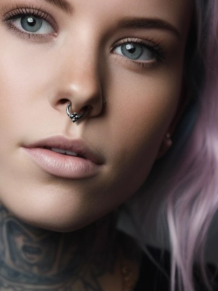 Four Skulls Sterling Silver Septum Nose Ring