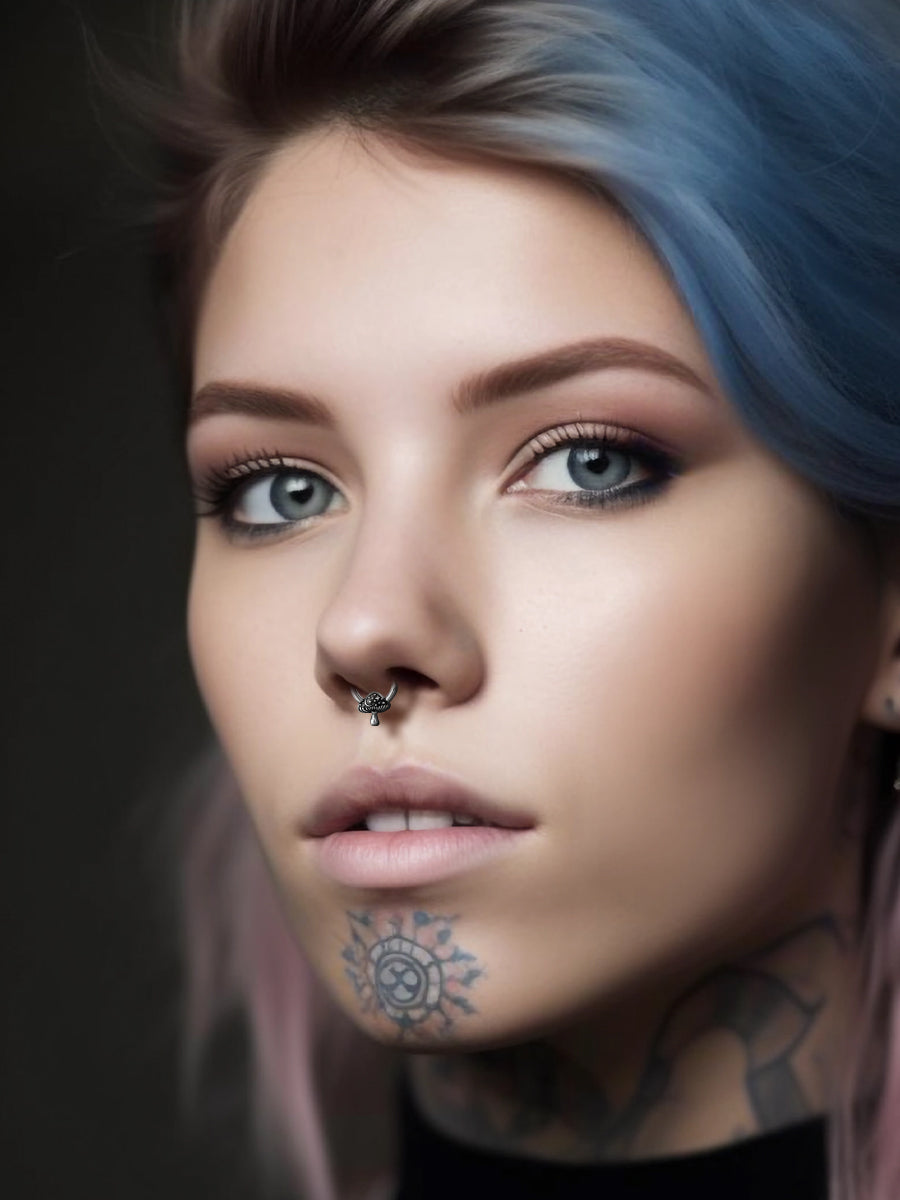 Mushroom Sterling Silver Septum Nose Ring