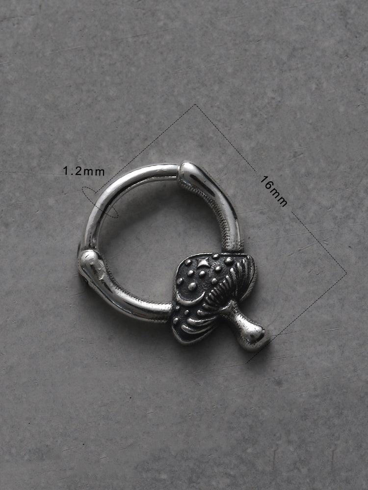 Mushroom Sterling Silver Septum Nose Ring