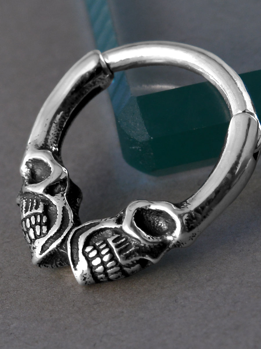 Sterling Silver Two Skulls Septum Nose Ring