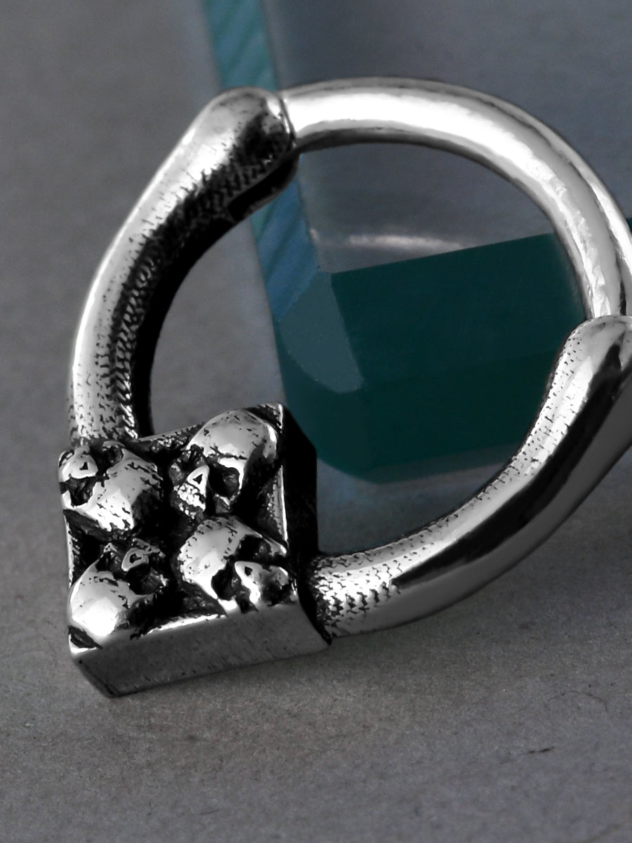 Four Skulls Sterling Silver Septum Nose Ring