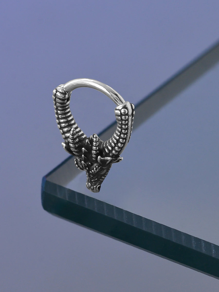 Dragon's Head Sterling Silver Septum Nose Ring
