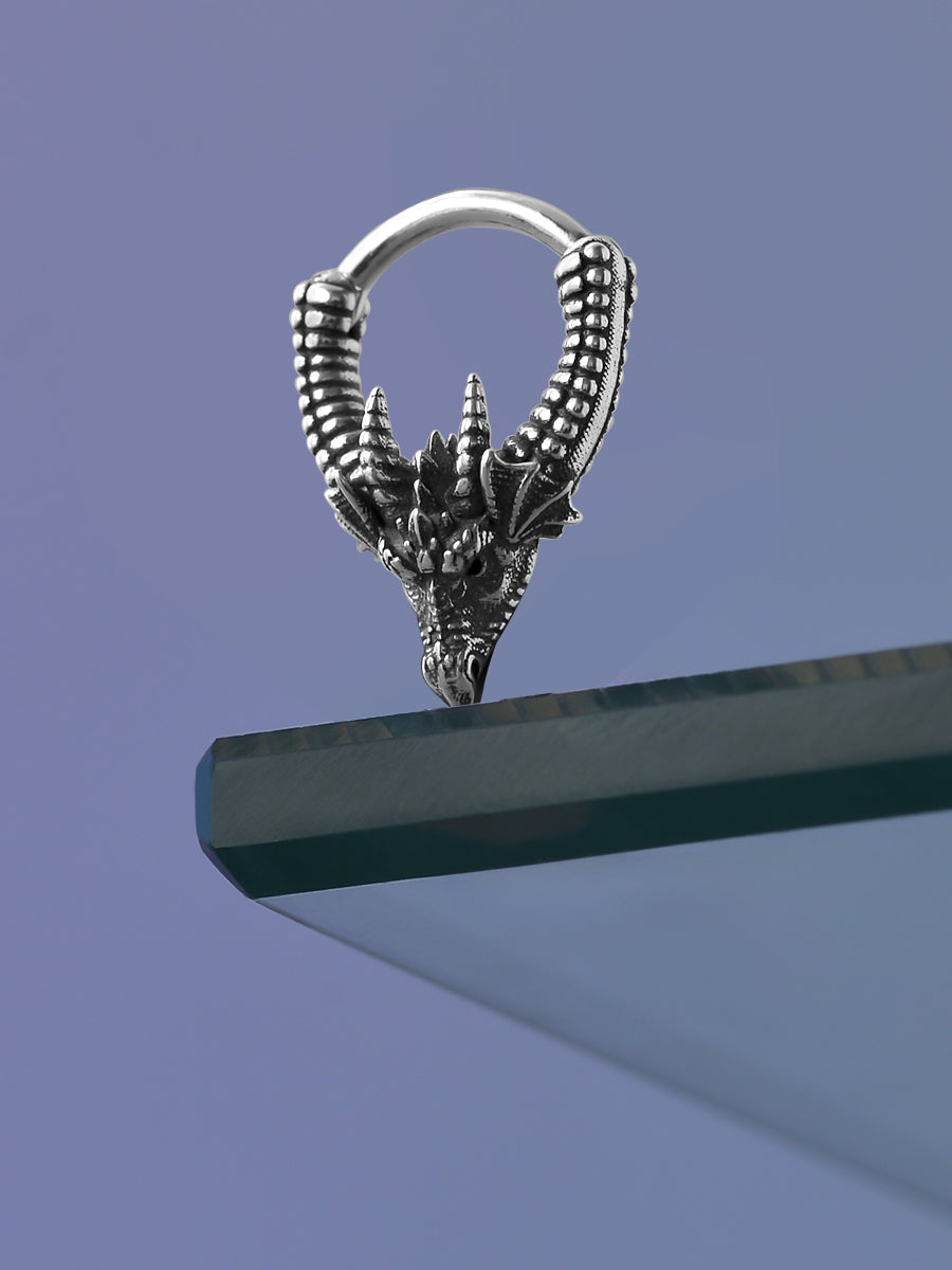 Dragon's Head Sterling Silver Septum Nose Ring