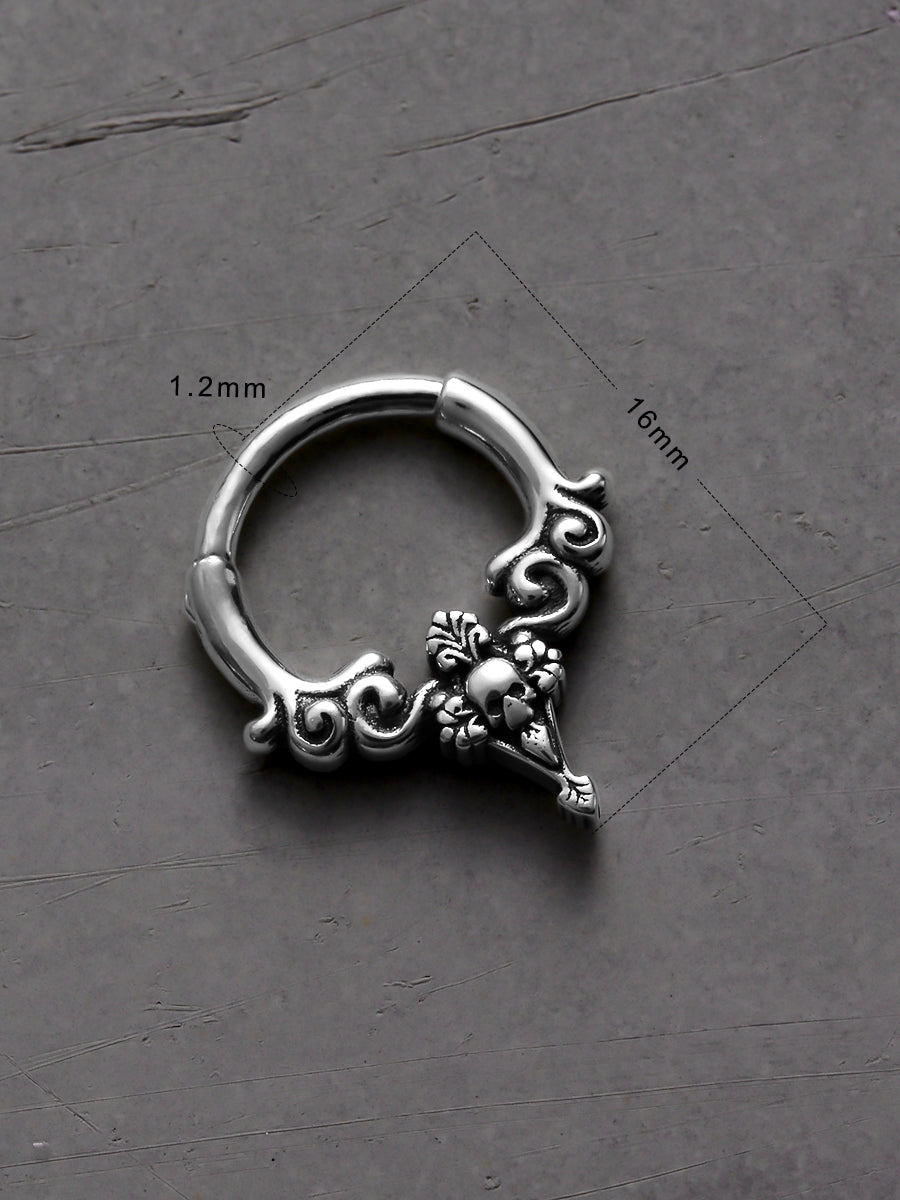 Skull Sterling Silver Septum Nose Ring