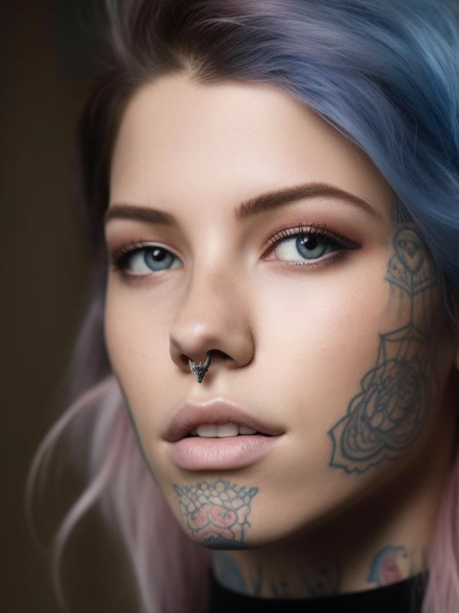 Dragon's Head Sterling Silver Septum Nose Ring