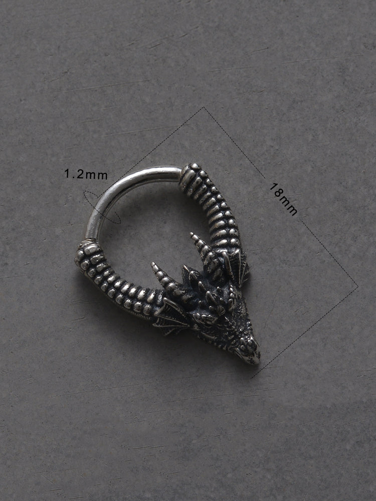 Dragon's Head Sterling Silver Septum Nose Ring