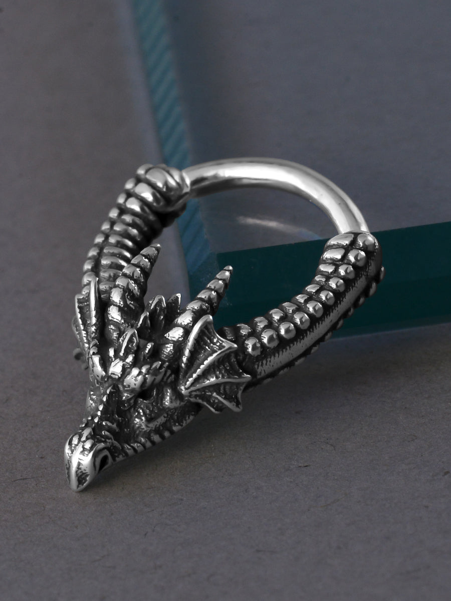 Dragon's Head Sterling Silver Septum Nose Ring